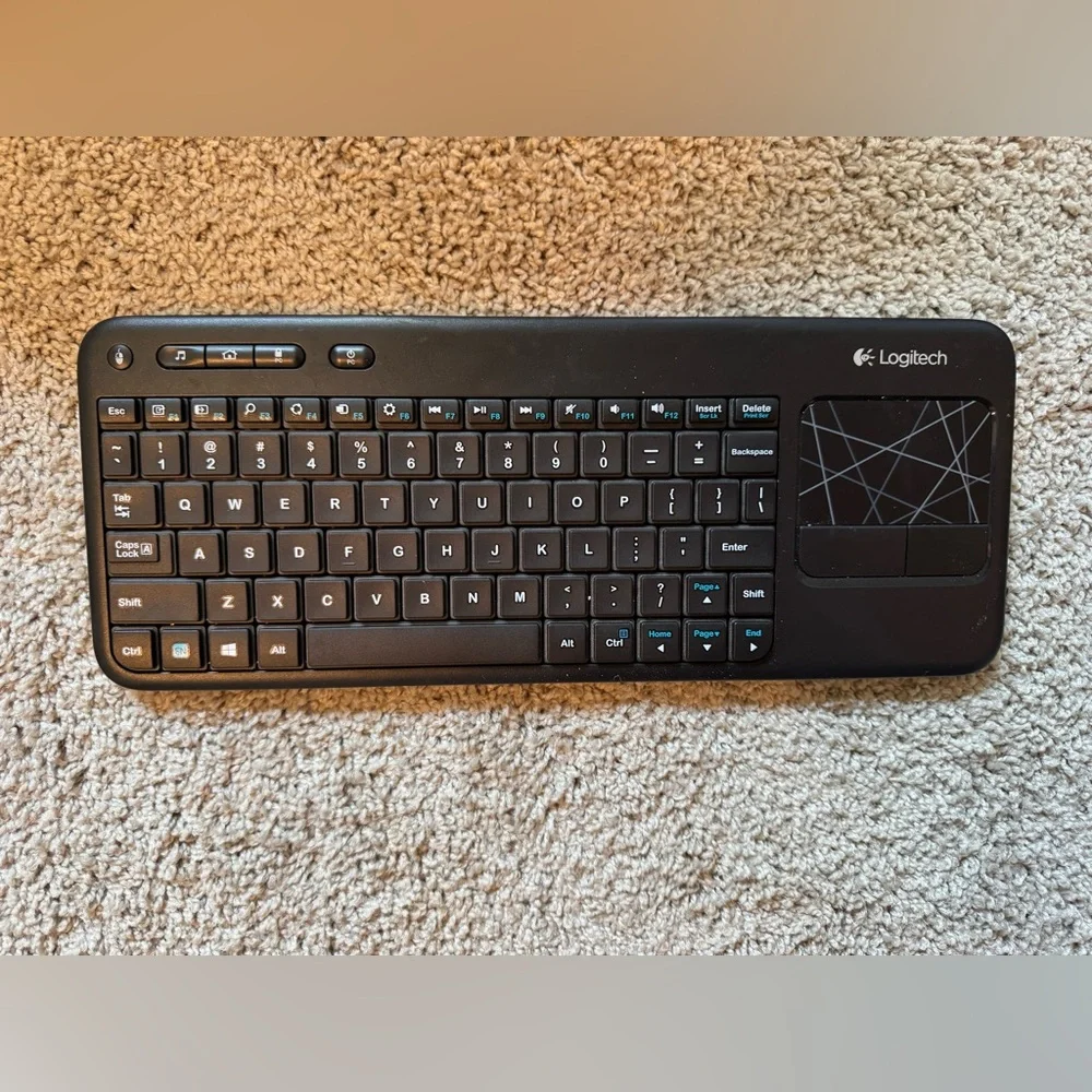 Logitech Black Compact Wireless Keyboard with Built‑in Touchpad